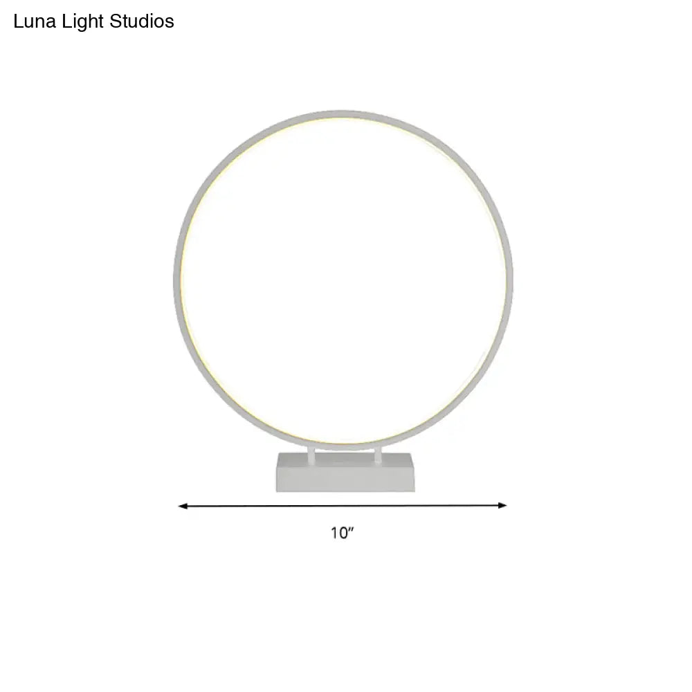 10", 12", 16" Dia Ring Desk Lamp - Simplicity Acrylic LED Light - Black/White - Warm/White Light