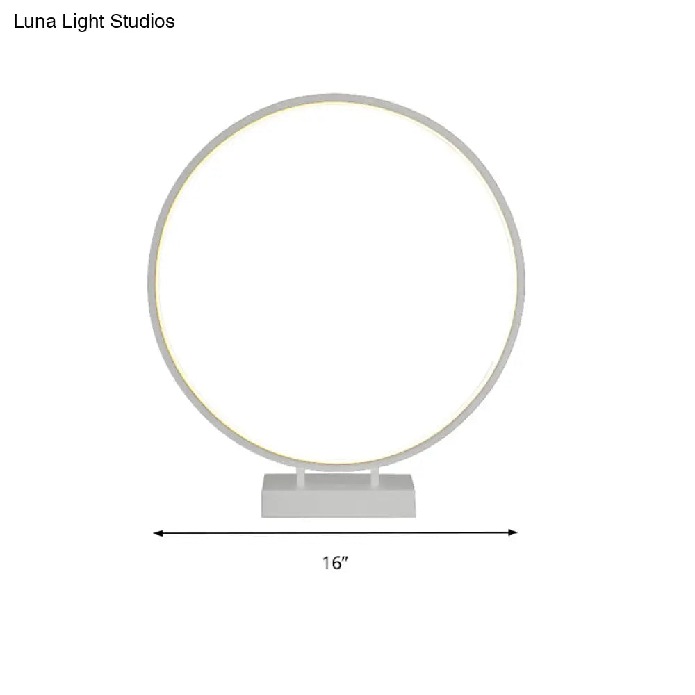 10", 12", 16" Dia Ring Desk Lamp - Simplicity Acrylic LED Light - Black/White - Warm/White Light