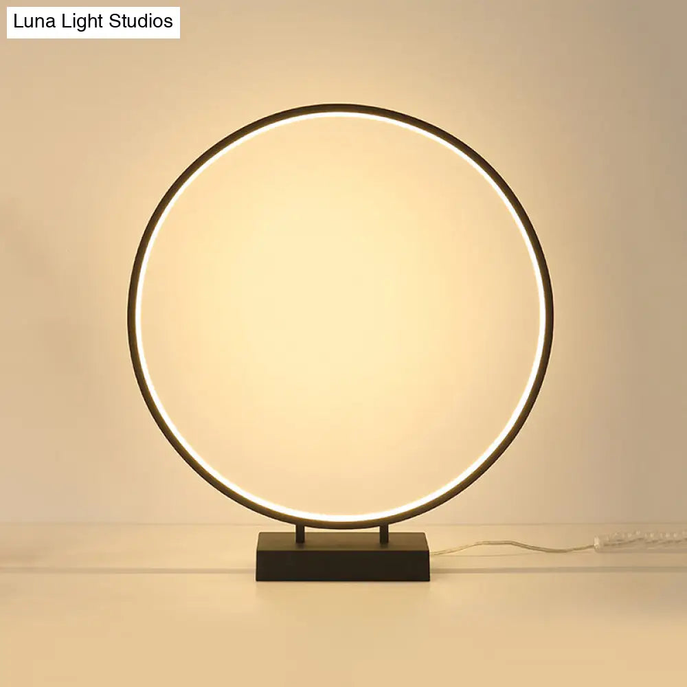 10", 12", 16" Dia Ring Desk Lamp - Simplicity Acrylic LED Light - Black/White - Warm/White Light
