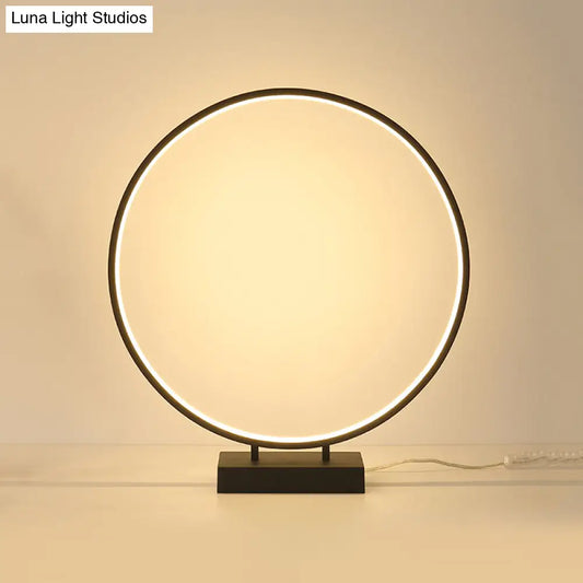 10", 12", 16" Dia Ring Desk Lamp - Simplicity Acrylic LED Light - Black/White - Warm/White Light