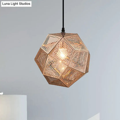 10"/12.5"/19"W Faceted Globe Pendant Light - Contemporary Metal, 1 Light - Sliver/Gold/Rose Gold