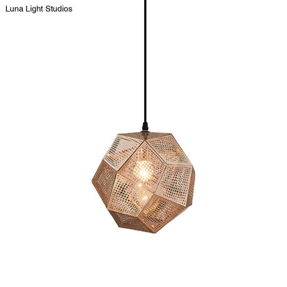 10"/12.5"/19"W Faceted Globe Pendant Light - Contemporary Metal, 1 Light - Sliver/Gold/Rose Gold