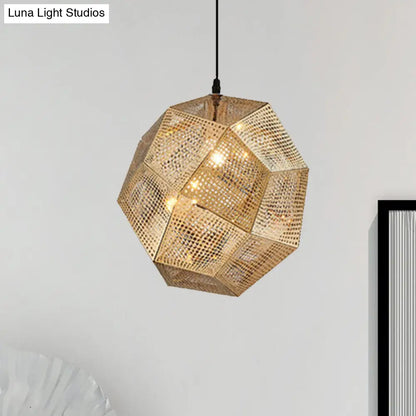 10"/12.5"/19"W Faceted Globe Pendant Light - Contemporary Metal, 1 Light - Sliver/Gold/Rose Gold