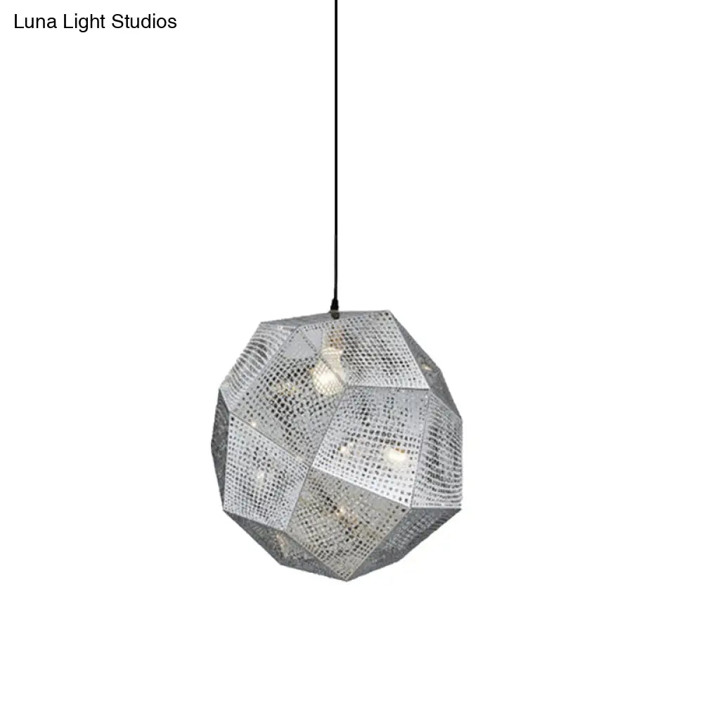 10"/12.5"/19"W Faceted Globe Pendant Light - Contemporary Metal, 1 Light - Sliver/Gold/Rose Gold