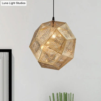 10"/12.5"/19"W Faceted Globe Pendant Light - Contemporary Metal, 1 Light - Sliver/Gold/Rose Gold