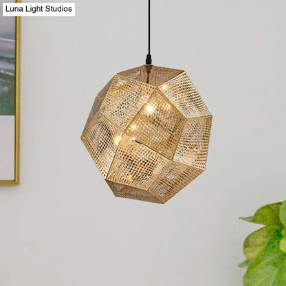 10"/12.5"/19"W Faceted Globe Pendant Light - Contemporary Metal, 1 Light - Sliver/Gold/Rose Gold