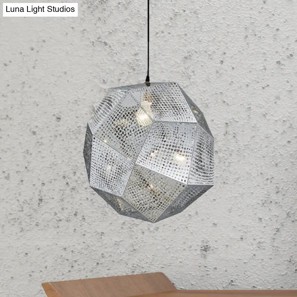 10"/12.5"/19"W Faceted Globe Pendant Light - Contemporary Metal, 1 Light - Sliver/Gold/Rose Gold