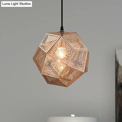 10"/12.5"/19"W Faceted Globe Pendant Light - Contemporary Metal, 1 Light - Sliver/Gold/Rose Gold