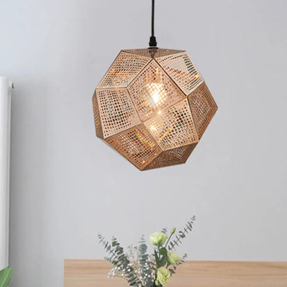 10"/12.5"/19"W Faceted Globe Pendant Light - Contemporary Metal, 1 Light - Sliver/Gold/Rose Gold