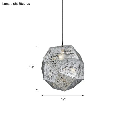 10"/12.5"/19"W Faceted Globe Pendant Light - Contemporary Metal, 1 Light - Sliver/Gold/Rose Gold