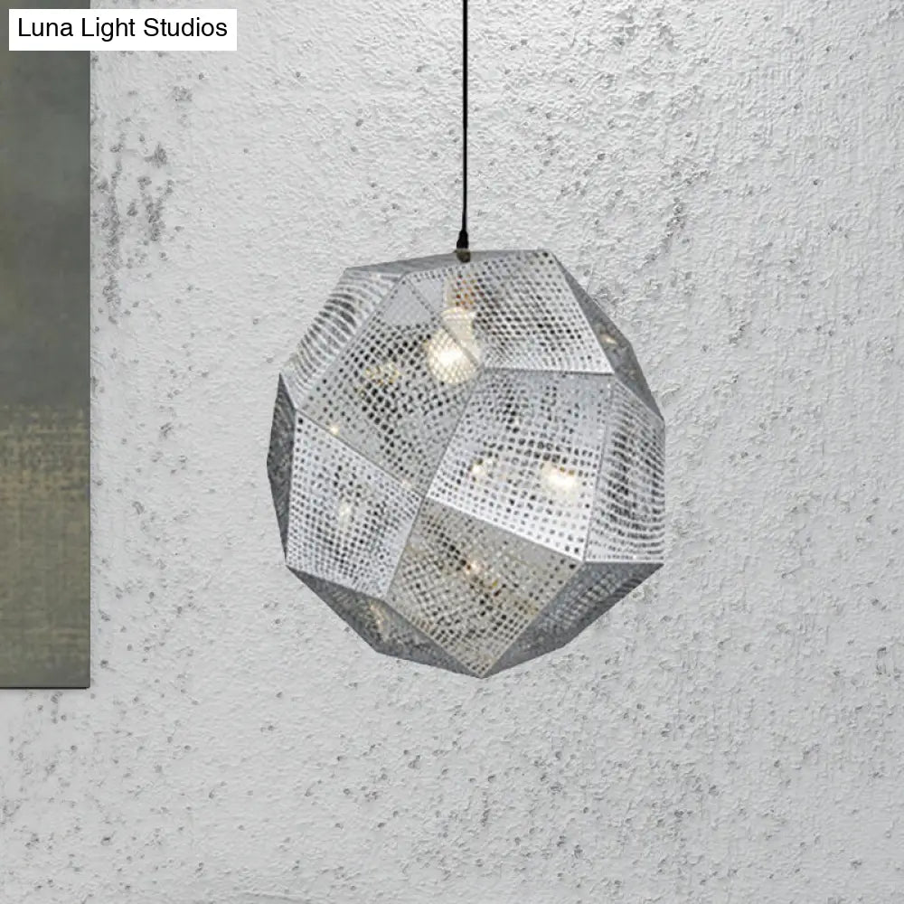 10"/12.5"/19"W Faceted Globe Pendant Light - Contemporary Metal, 1 Light - Sliver/Gold/Rose Gold