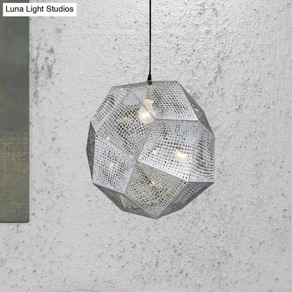 10"/12.5"/19"W Faceted Globe Pendant Light - Contemporary Metal, 1 Light - Sliver/Gold/Rose Gold