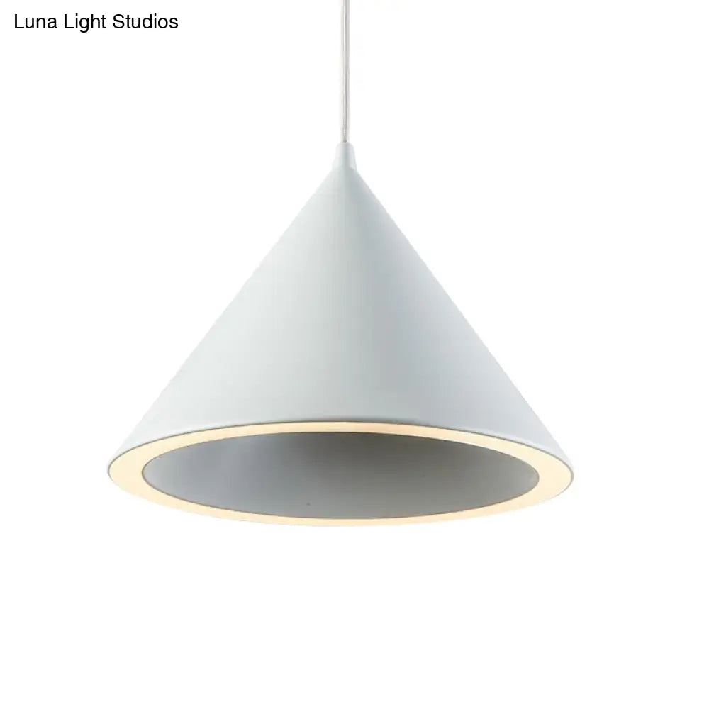 10"/12.5" Diameter 1 Light Conical Hanging Lamp Nordic Stylish Black/Blue Metal Pendant Light over Table