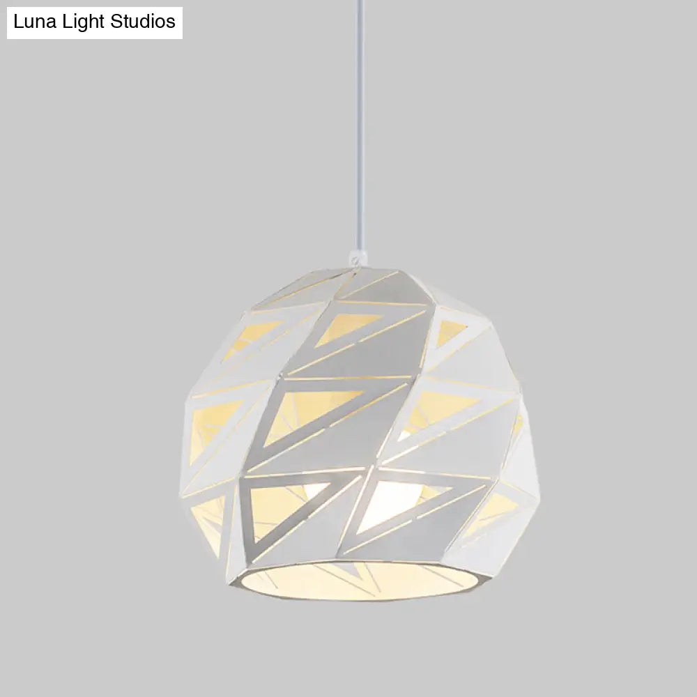 10"/12.5" Metal Laser-Cut Pendant Light Fixture: Modern 1-Light Hanging Lamp Kit in White/Black