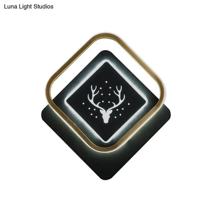 Aplique de pared circular nórdico de acrílico negro con diseño de cuernos y luz LED de 10"/12": inspiración para iluminación de mesilla.