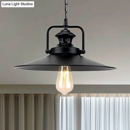 10"/14" Flared Metallic Pendant Light in Black - Ideal for Industrial Loft and Study Room