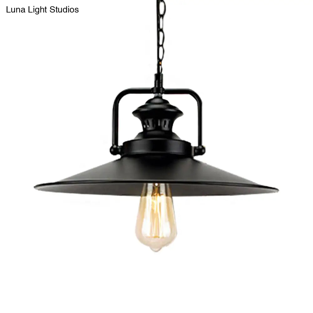 10"/14" Flared Metallic Pendant Light in Black - Ideal for Industrial Loft and Study Room