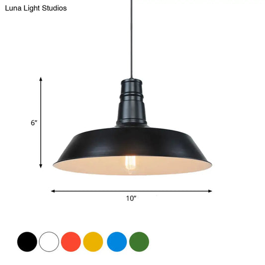 10"/14" Vintage Barn Pendant Lamp in Black/White/Red - Ceiling Fixture for Dining Room