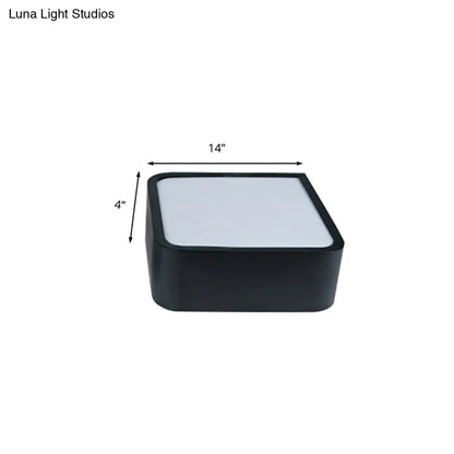 ديكوربايتس™ مصباح سقف LED معدني مربع الشكل بعرض 10/14 بوصة، باللونين الأبيض والأسود، بتصميم عصري وإضاءة بيضاء/دافئة