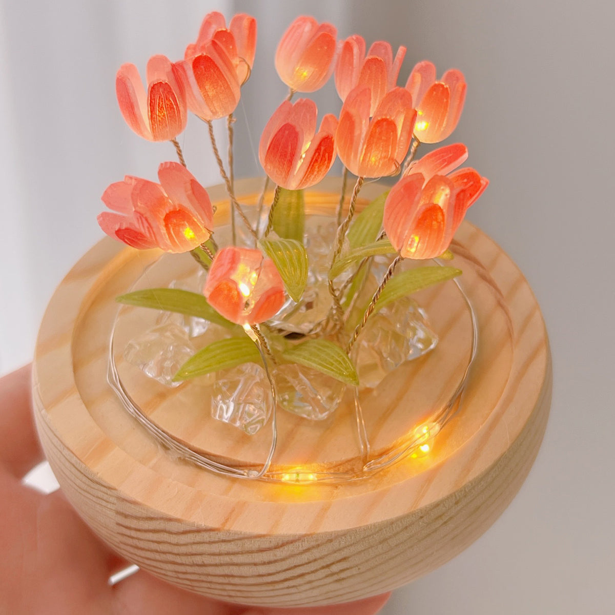 10/20Pcs Tulip Night Light Battery Operated Tulip Flower Table Lamp DIY Simulation Tulip LED Nightlight Handmade