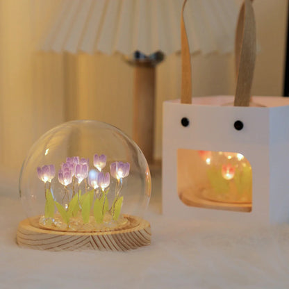 10/20Pcs Tulip Night Light Battery Operated Tulip Flower Table Lamp DIY Simulation Tulip LED Nightlight Handmade