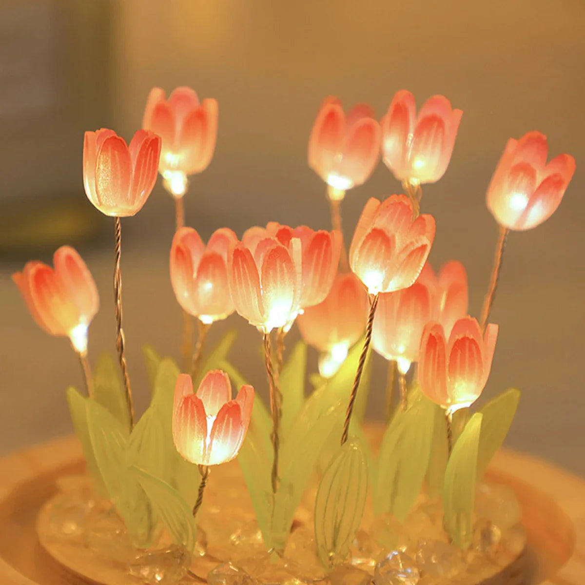 10/20Pcs Tulip Night Light Battery Operated Tulip Flower Table Lamp DIY Simulation Tulip LED Nightlight Handmade