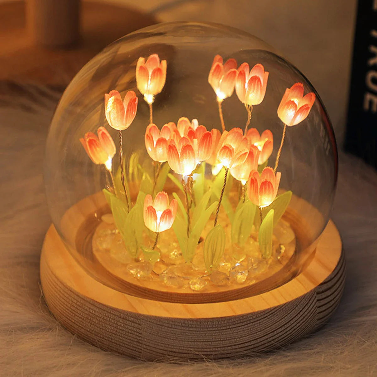 10/20Pcs Tulip Night Light Battery Operated Tulip Flower Table Lamp DIY Simulation Tulip LED Nightlight Handmade