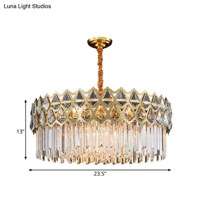 Lámpara colgante de cristal dorado con 10 luces para dormitorio