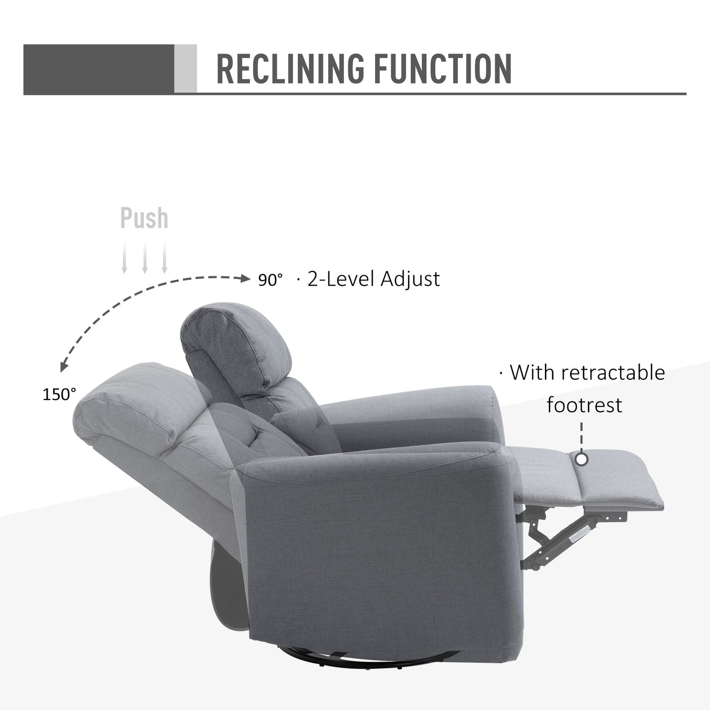 Manual Recliner Swivel Rocker Chair Theater Chair Single Sofa with for Living Room Bedroom