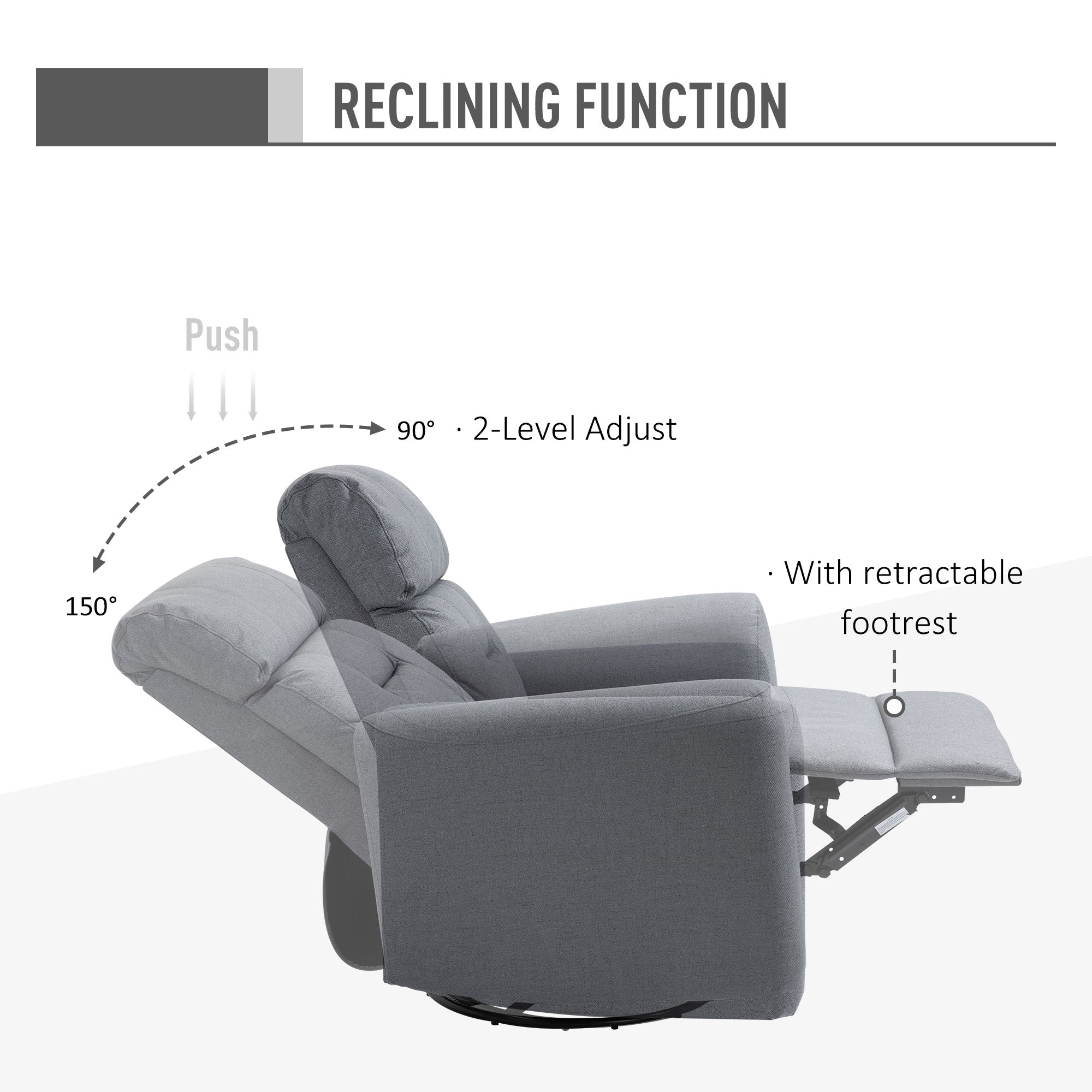 Gray Recliner Swivel Chair