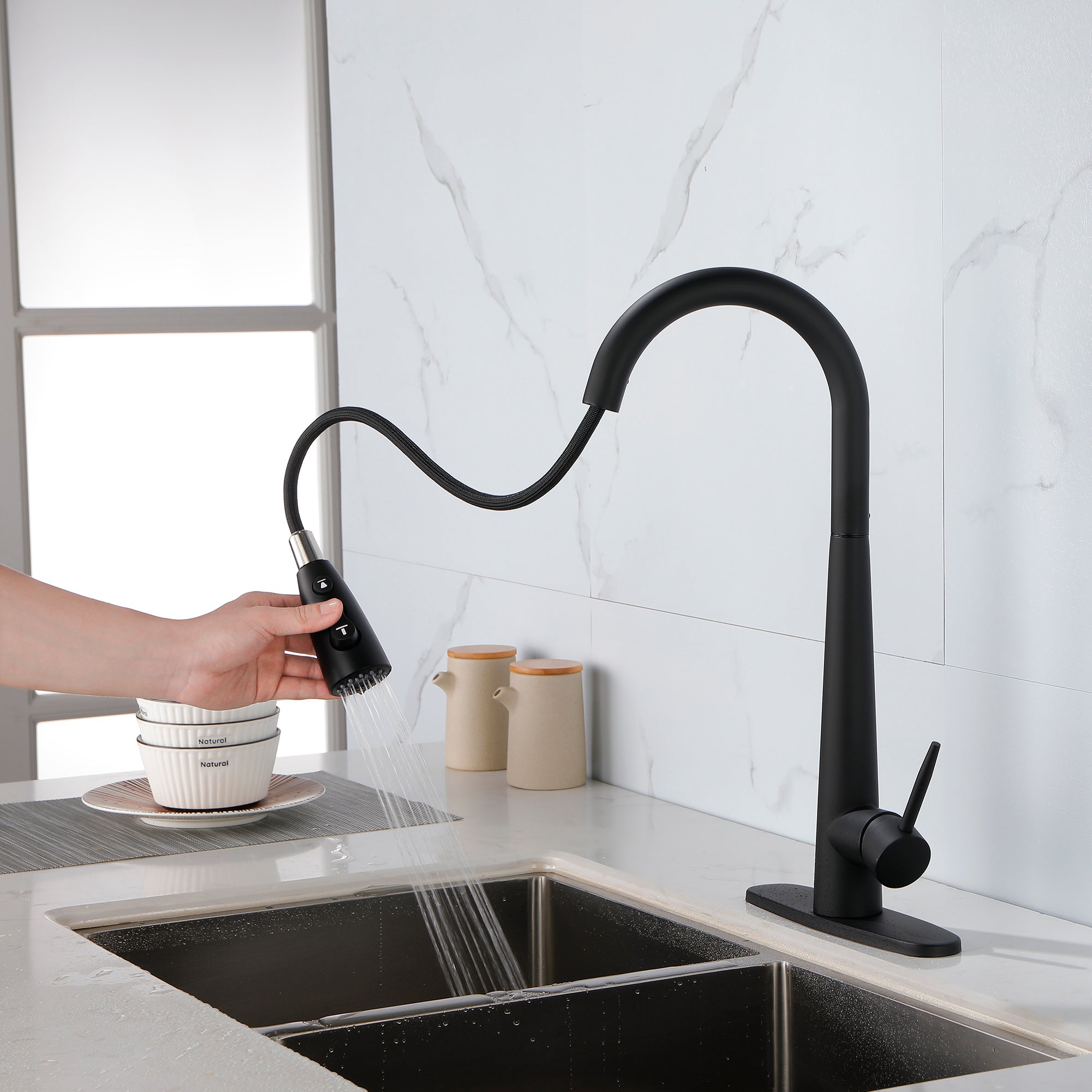 Brushed Nickel Pull-Down Spray Kitchen Faucet