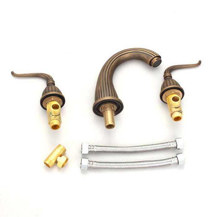 Antique Brass Washbasin Faucet Easy Install