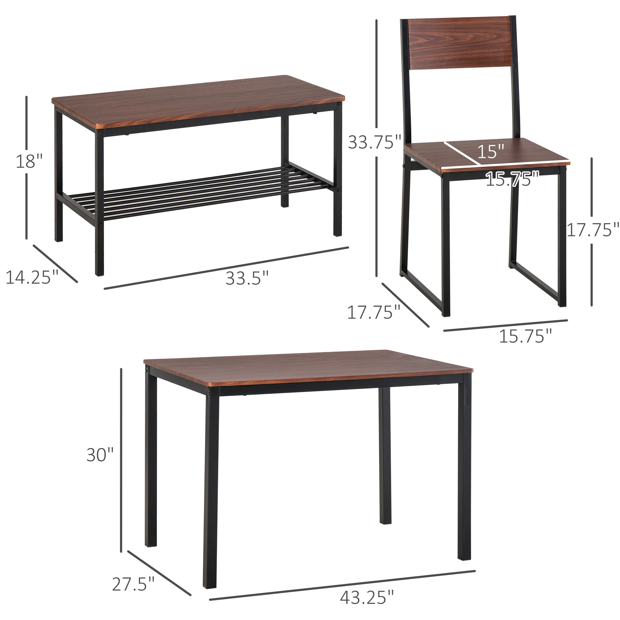 Brown Industrial Dining Set