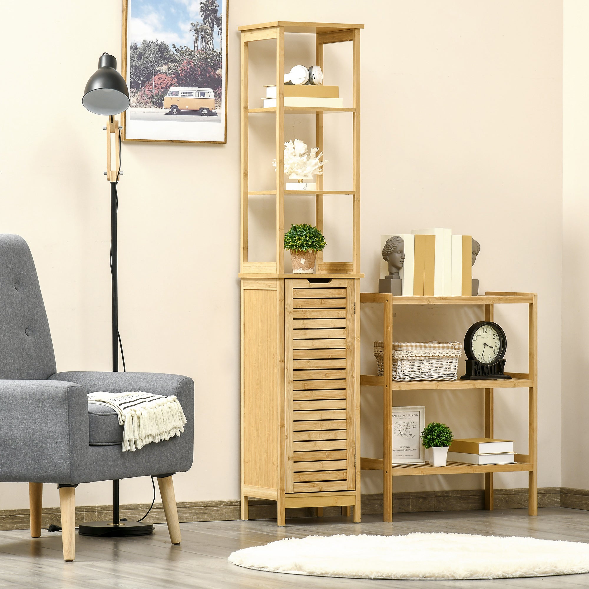Walnut Three-Shelf Cabinet