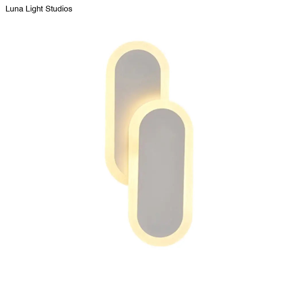 11"/14.5" Dual Oval Sconce LED Wall Light Fixture - White/Black, Modernist Style with White/Warm Light