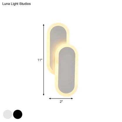 DecorBites™ DecorBites™ 11"/14.5" Dual Oval Sconce LED Wall Light Fixture - White/Black, Modernist Style with White/Warm Light