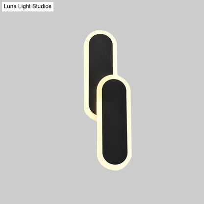 DecorBites™ DecorBites™ 11"/14.5" Dual Oval Sconce LED Wall Light Fixture - White/Black, Modernist Style with White/Warm Light