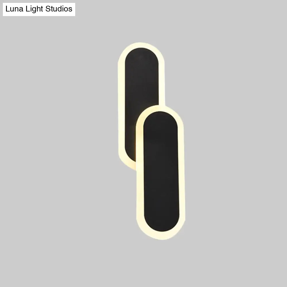 11"/14.5" Dual Oval Sconce LED Wall Light Fixture - White/Black, Modernist Style with White/Warm Light