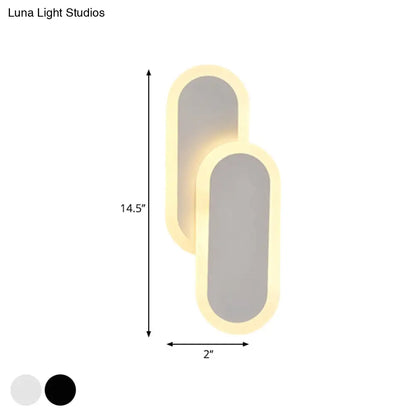 DecorBites™ DecorBites™ 11"/14.5" Dual Oval Sconce LED Wall Light Fixture - White/Black, Modernist Style with White/Warm Light