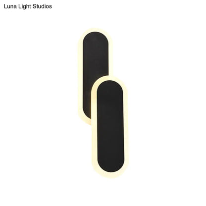 DecorBites™ DecorBites™ 11"/14.5" Dual Oval Sconce LED Wall Light Fixture - White/Black, Modernist Style with White/Warm Light