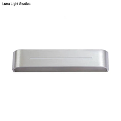 Aplique de pared LED moderno de 11"/15" - Aplique rectangular plateado con pantalla de aluminio, luz cálida/blanca