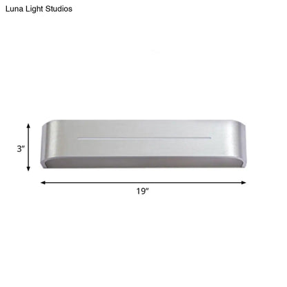 Aplique de pared LED moderno de 11"/15" - Aplique rectangular plateado con pantalla de aluminio, luz cálida/blanca