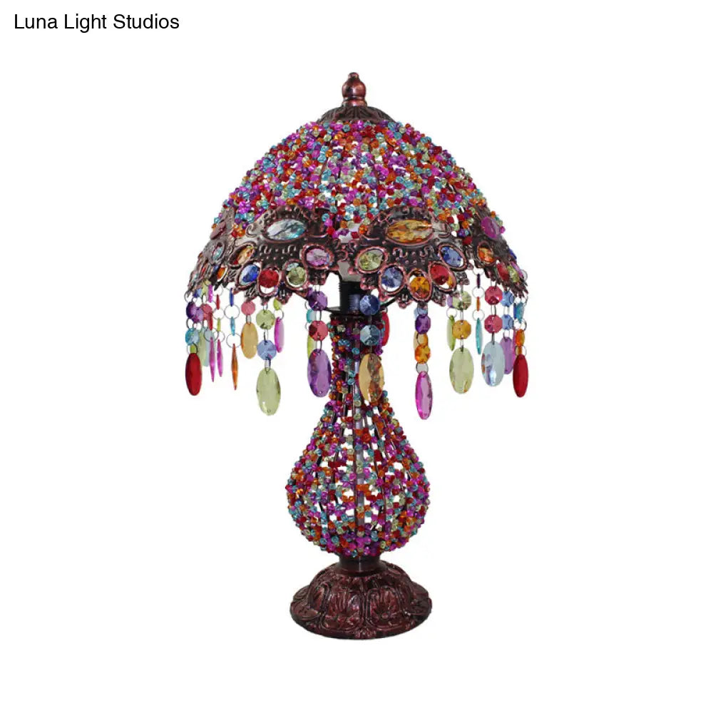 11" - 11.5" Dome/Bell Metal Table Light Antique with 1 Bulb - Purple Nightstand Lighting for Living Room