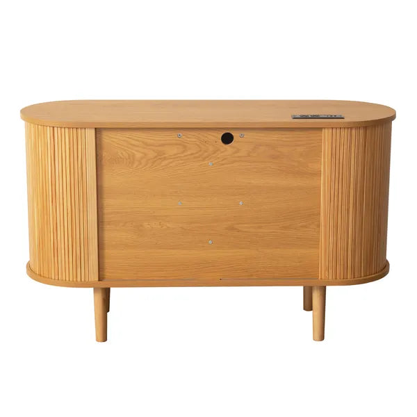 Fralimk Sideboard Buffet-Schrank mit Stauraum, moderner gerillter Stauraum-Schrank für das Esszimmer, Tambourtür-Konsolentisch für das Wohnzimmer, Büroschrank oder TV-Ständer, Akzent-Sideboard-Schrank