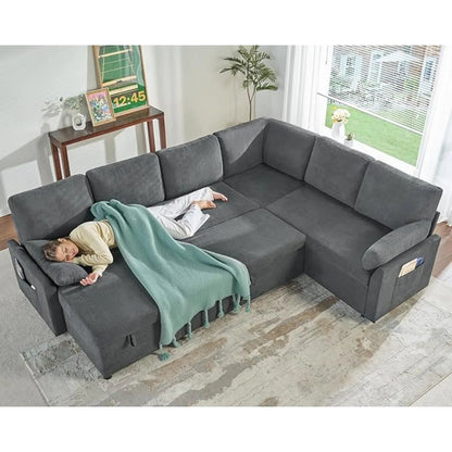 112 Inch U Shape Sleeper Sofa