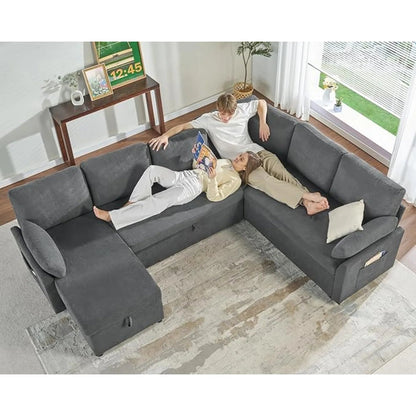 112 Inch U Shape Sleeper Sofa