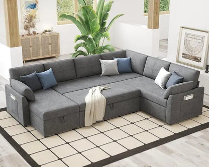 112 Inch U Shape Sleeper Sofa