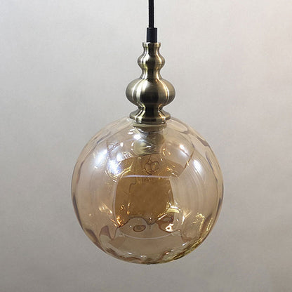 Contemporary Hammered Glass Pendant Light for Boutique Kitchen - 1 Bulb Globe Suspension Light