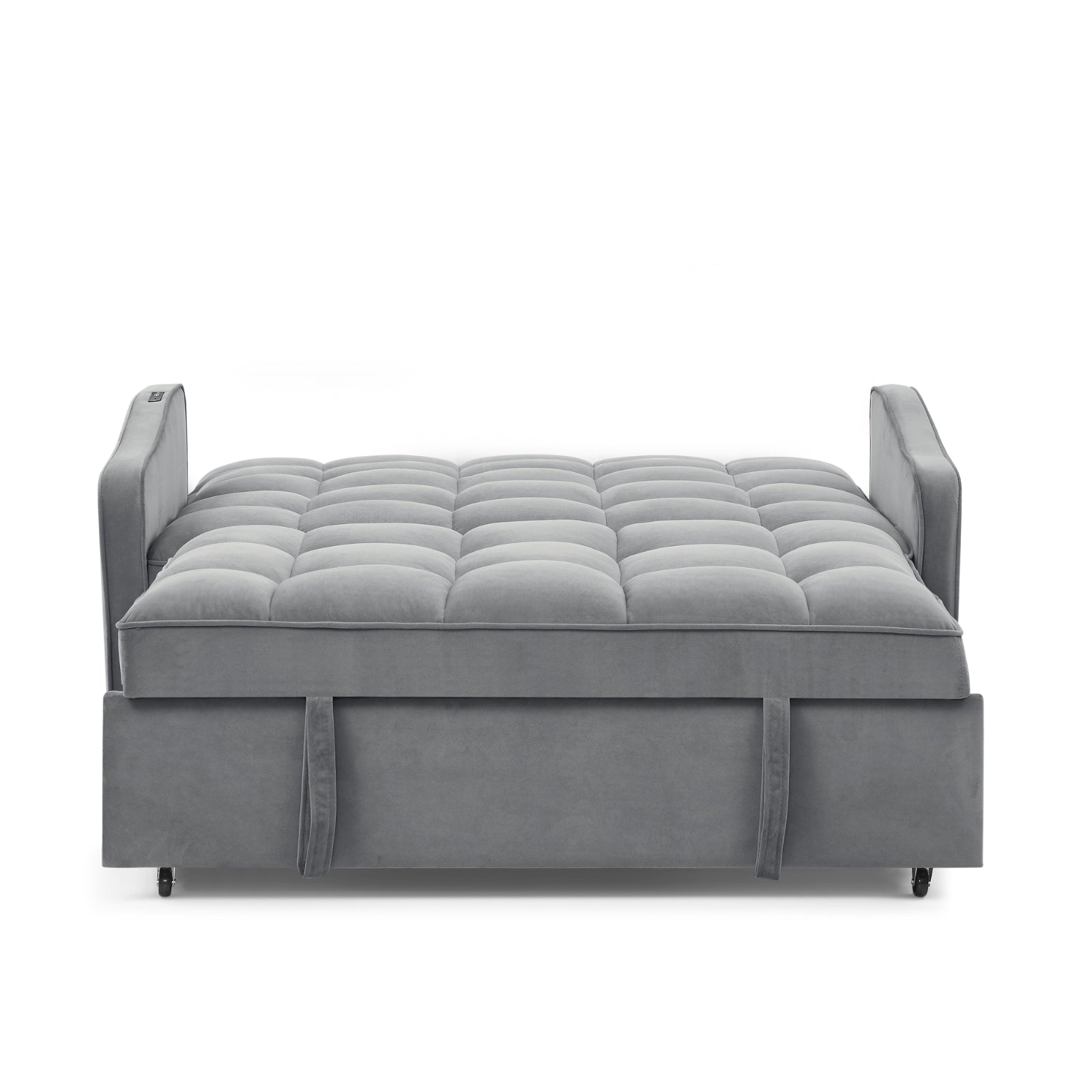 Sofá Cama Loveseat con Extracción, Respaldo Ajustable, Bolsillos en los Brazos, Carga TypeC y USB