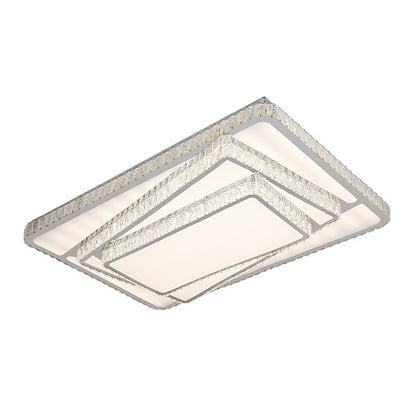 DecorBites™ DecorBites™ Contemporary LED Flush Ceiling Light with Stacked Crystal Rectangles in White